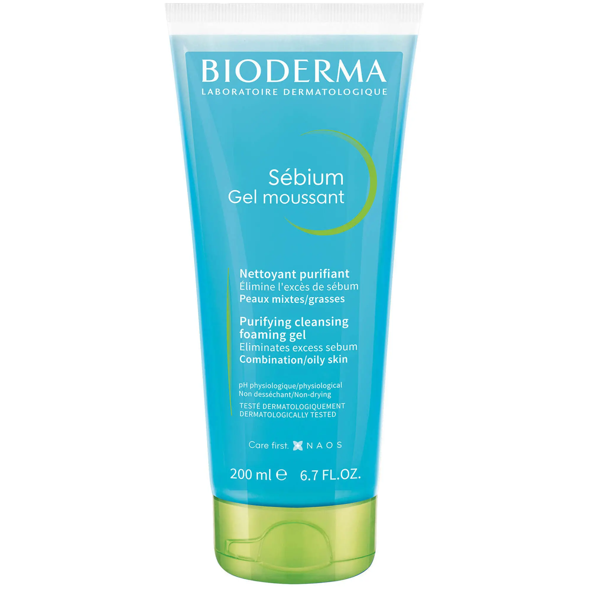 Bioderma Gel de Limpeza Purificante S&eacute;bium Gel Moussant embalagem azul verde 200 ml