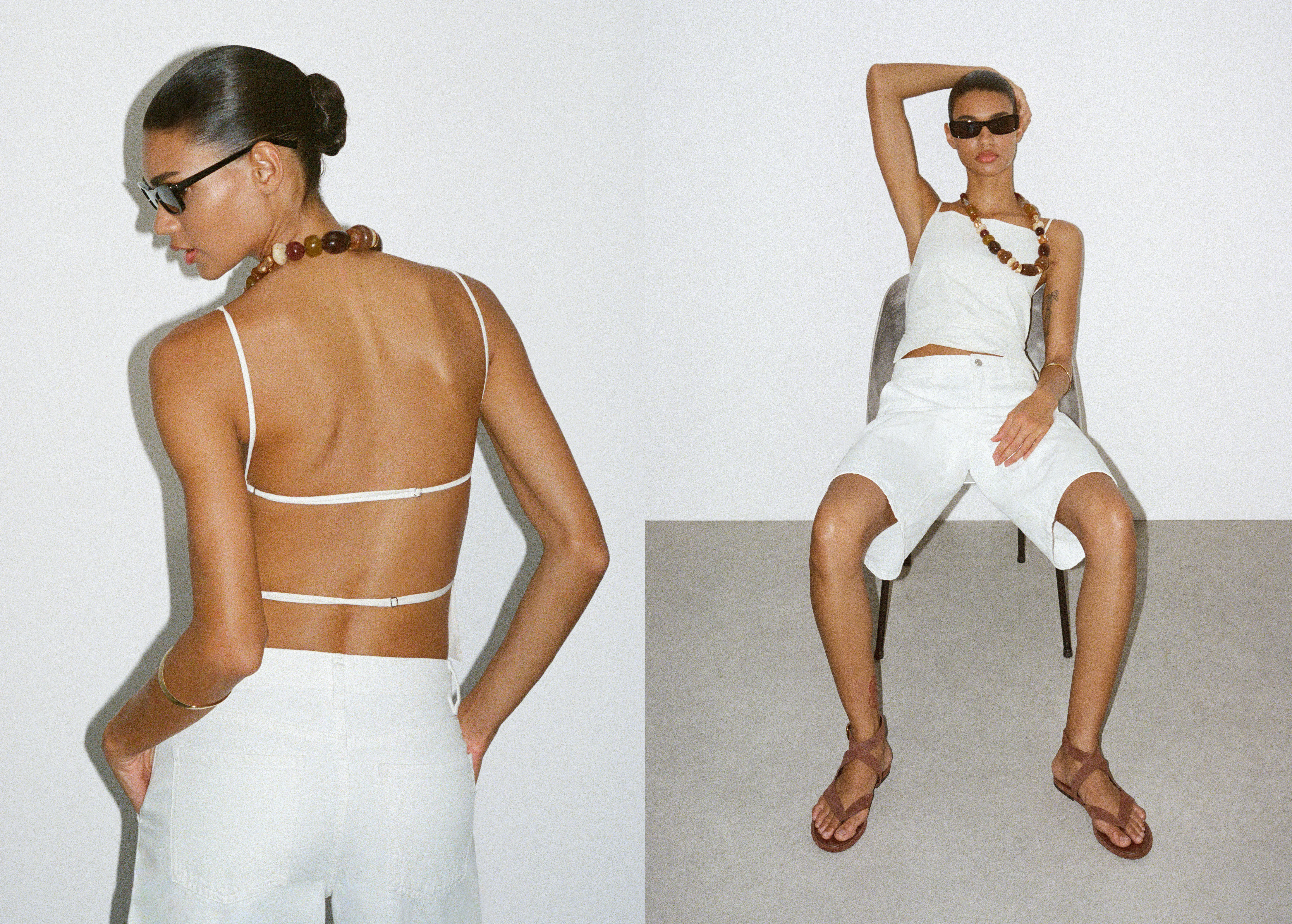 duas fotografias do mesmo look mango detalhe costas abertas