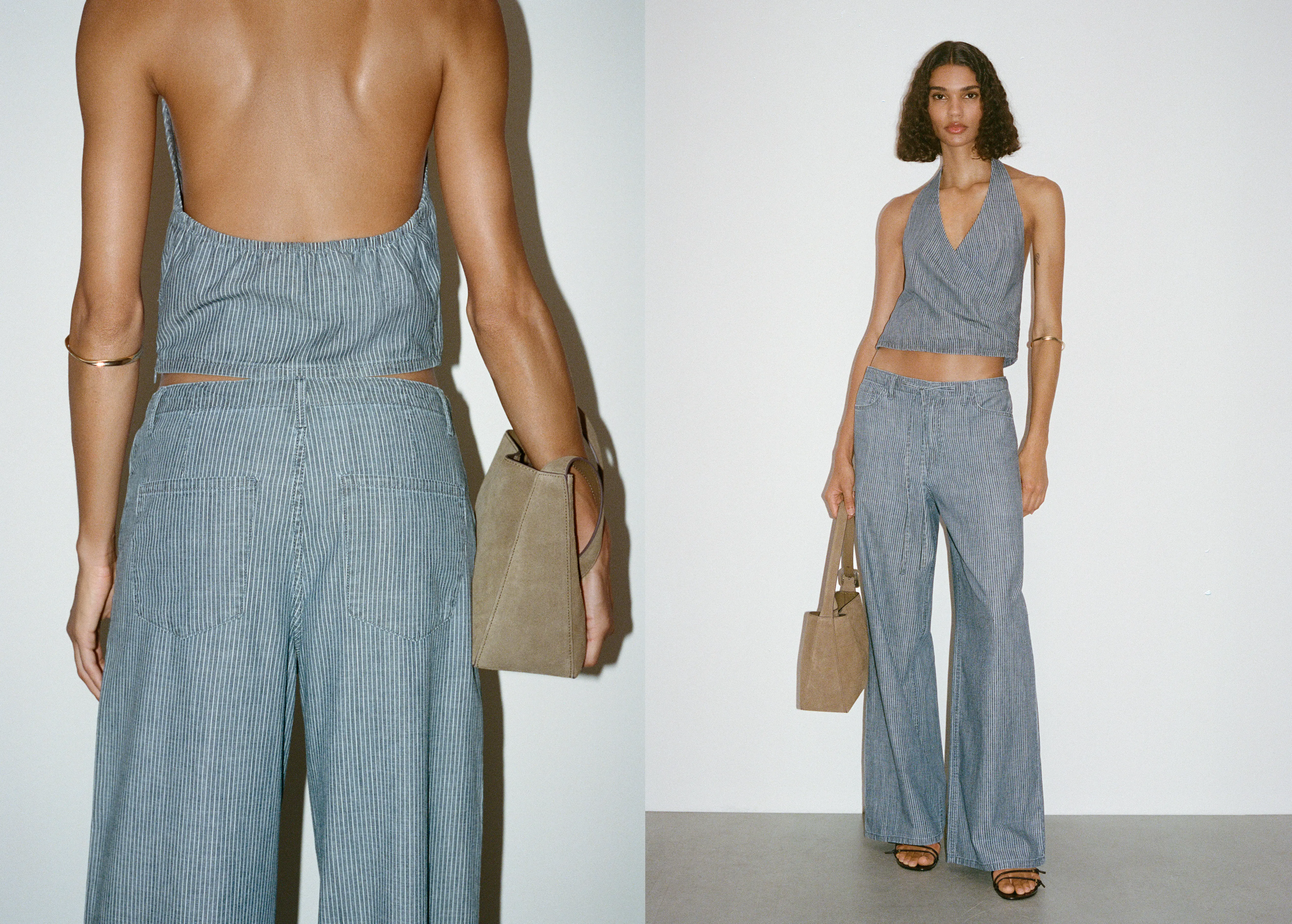 look mango denim ganga as riscas conjunto