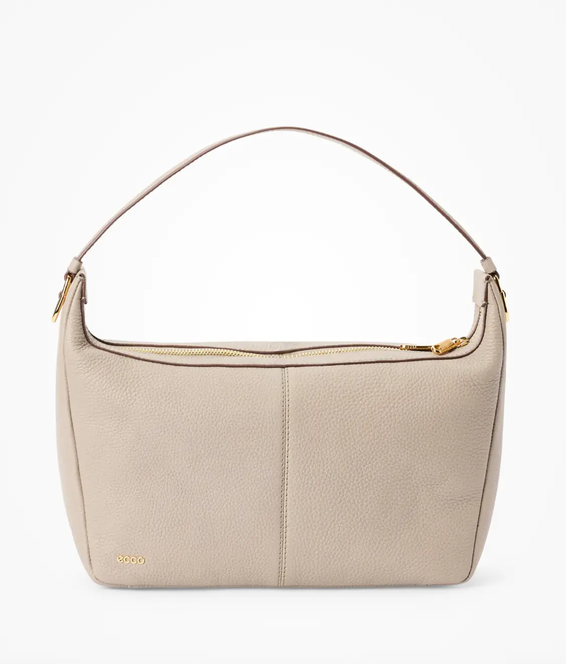 ECCO Hobo S mala beige A mala ECCO Hobo pequena é essencial para o estilo do dia para a noite. O modelo produzido a partir de pele Aerolyn ECCO macio e granulado, é espaçoso e compacto, para os seus itens essenciais. Foi concebido para ser usado sobre o ombro ou em tiracolo, com uma alça de ombro em pele amovível ajustável e uma pega em pele.