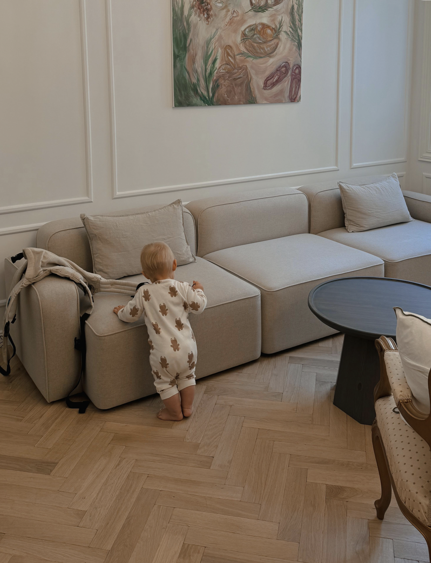 c asa de famila com um bebe no sofa