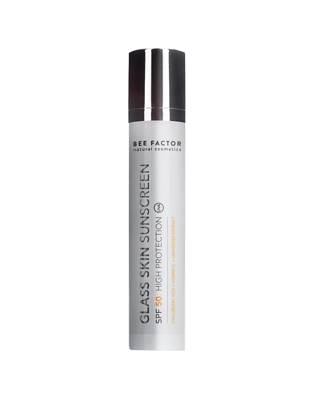 Bee Factor Glass Skin SPF50 Protetor solar com acabamento luminoso, criado para manter o efeito glass skin sem oleosidade.