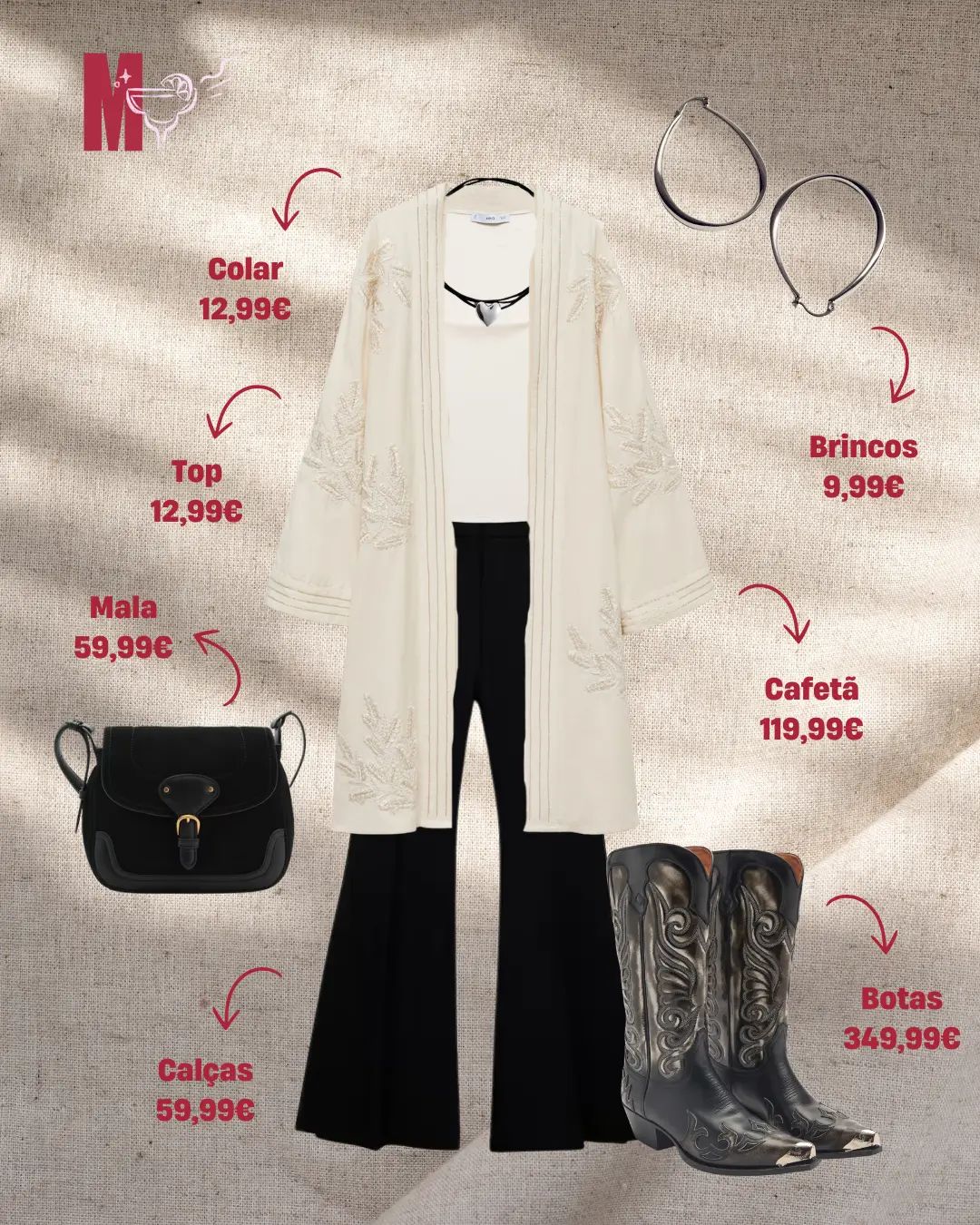 Visual boho que transmite atitude e autenticidade, capturando a essência da moda sem mencionar peças específicas