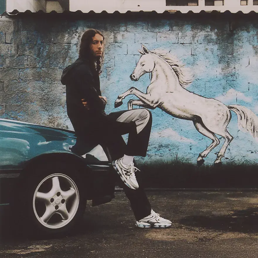new balance abzorb 2000 man car horse sketch wall