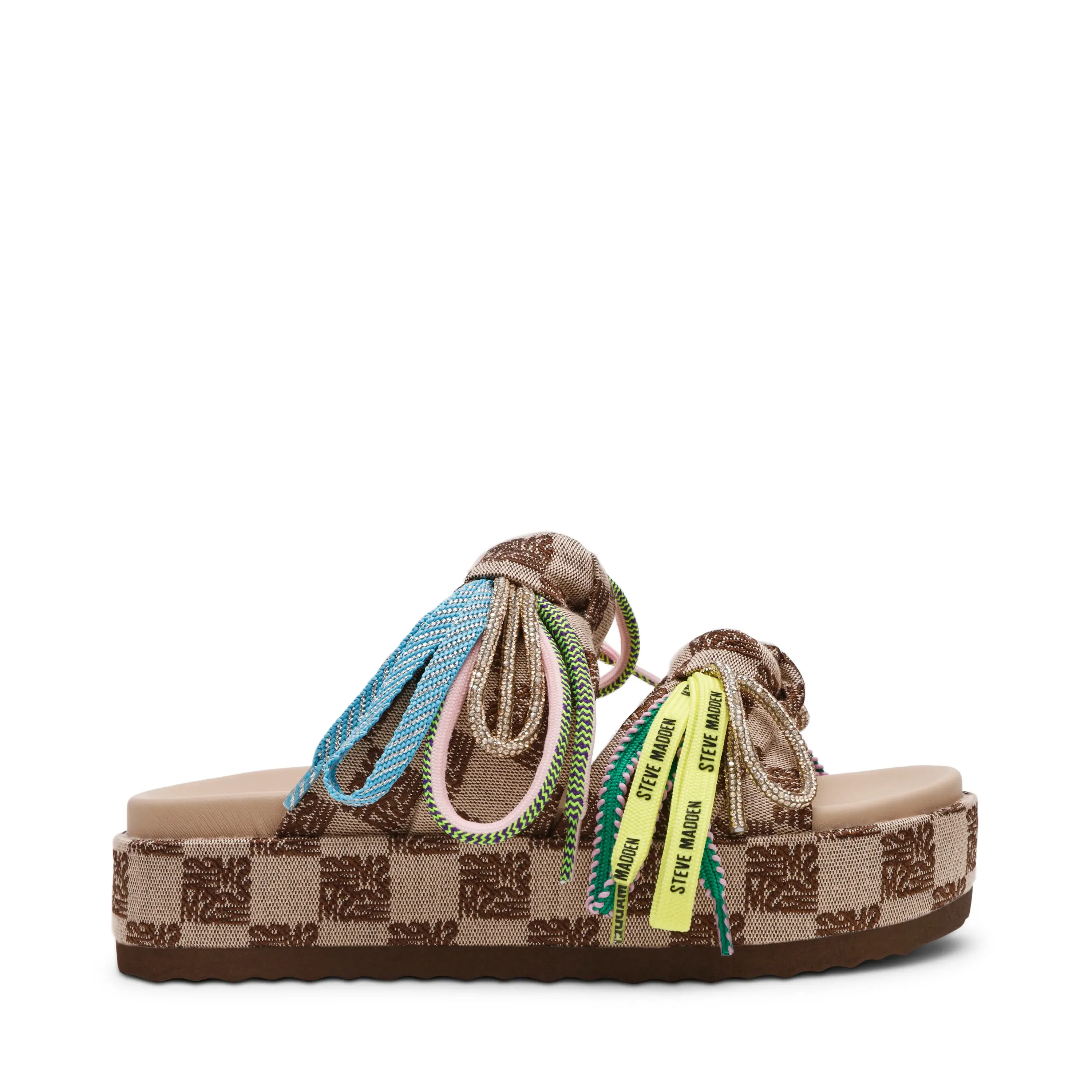 steve medden mamacita chinelos lindos bolo brown multi